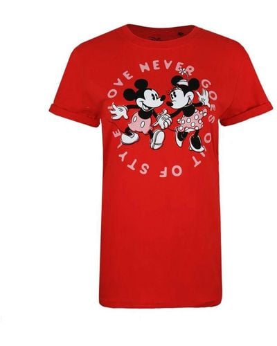 Disney Ladies Love Never Goes Out Of Style T-Shirt () Cotton - Red