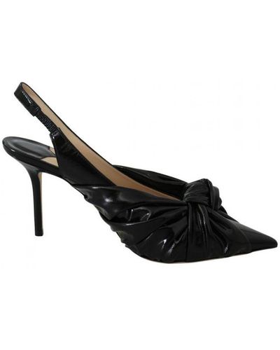 Jimmy Choo Black Patent Leather Annabell 85 Court Shoes