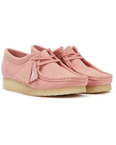 Clarks Wallabee Blush Suede Shoes - Pink