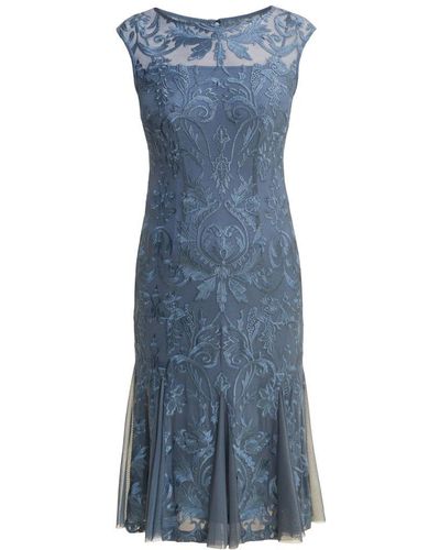 Gina Bacconi Rosia Brocade Fit & Flare Midi Cocktail Dress - Blue