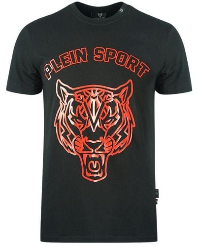 Philipp Plein Philipp Stencil Tiger Logo Zwart T-shirt