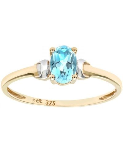 DIAMANT L'ÉTERNEL 9ct Geel- En Witgouden Ring Met Blauwe Topaas Geboortesteen