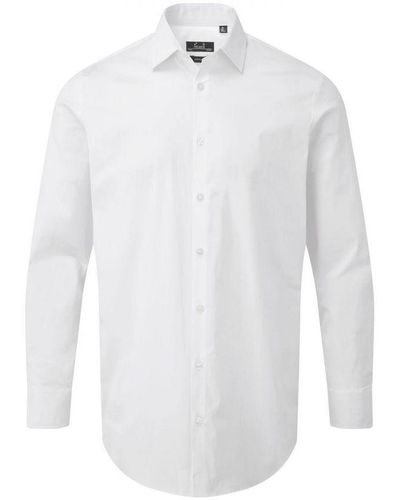 PREMIER Adult Poplin Stretch Long-Sleeved Shirt () - White