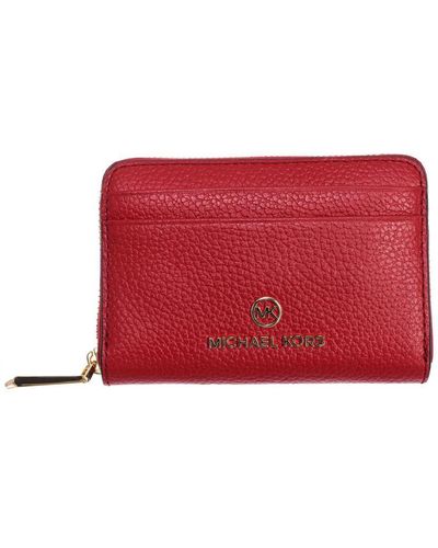 Michael Kors Jet Set Small Grained Leather Wallet 34S1Gt9Z1L - Red