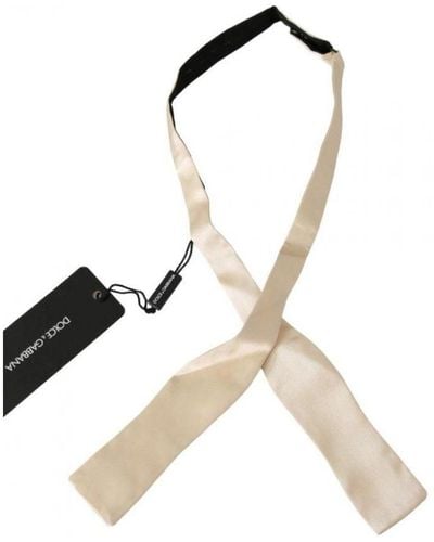 Dolce & Gabbana Beige Slim Skinny Necktie 100% Silk Bowtie - Metallic