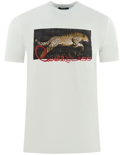 Class Roberto Cavalli Boxed Leopard Logo T-Shirt - White