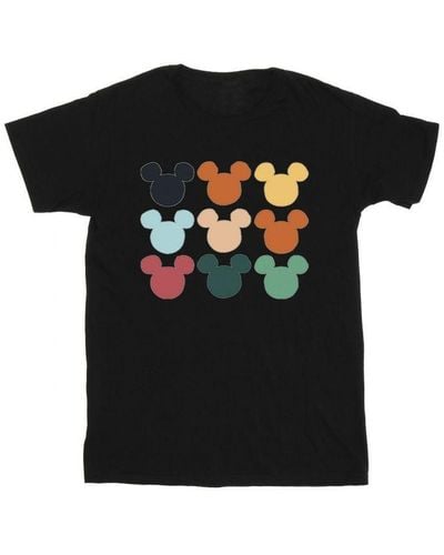Disney Mickey Mouse Heads Square T-Shirt () Cotton - Black