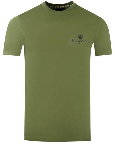 Aquascutum London Aldis Brand Logo On Chest Army T-Shirt - Green