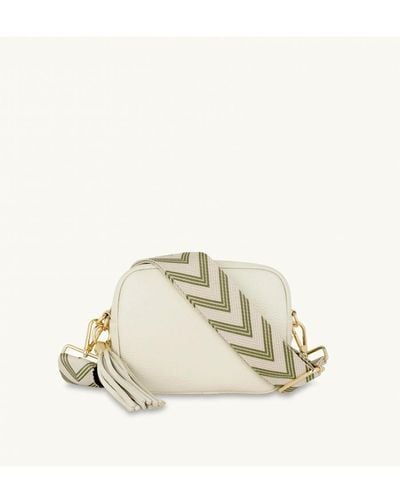 Apatchy London Leather Crossbody Bag With Arrow Strap - Natural