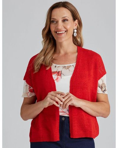 Millers Extended Sleeve Tape Yarn Shrug - Red