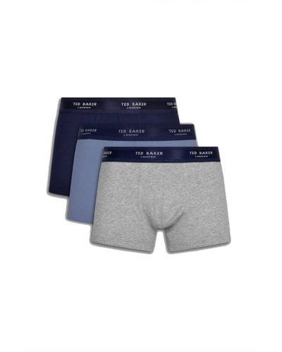 Ted Baker 3 Pack Cotton Trunk Underwear - Blue