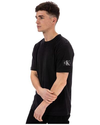 Calvin Klein T-shirt Met Monogram-badge Voor , Zwart - Wit