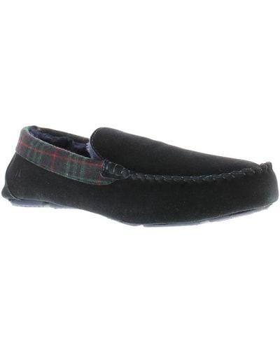 Hush Puppies Moccasin Slippers Andreas Suede Leather - Black