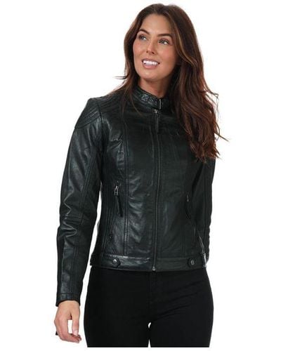 Elle Womenss Annette Leather Jacket - Black