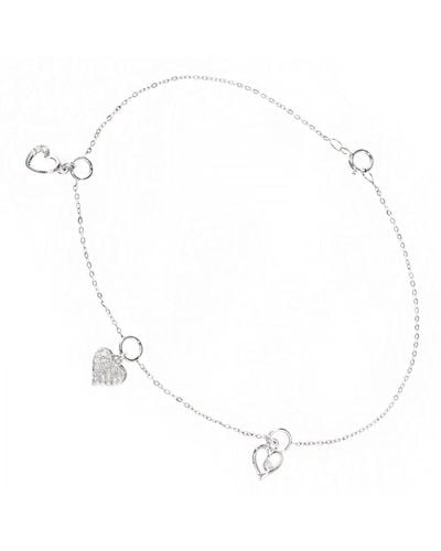 DIAMANT L'ÉTERNEL 9Ct Diamond Heart Charm Bracelet Of Length 18.2Cm - White