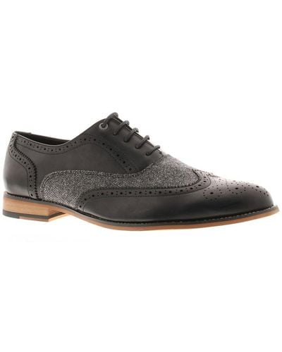 Gabicci Brogue Shoes Brunswick Oxford Patterned Toe Upper - Black