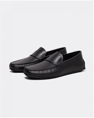 BOSS Noel Nappa-leather Driving Moccasins With Embossed Logo - Black
