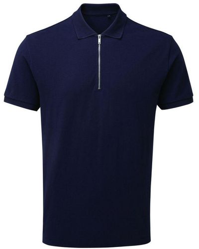 Asquith & Fox Zip Polo Shirt - Blue