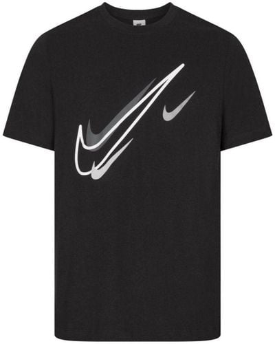 Nike Court Swoosh-logo-t-shirt Voor In Zwart