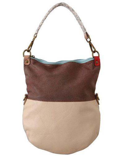 EBARRITO Multicolour Genuine Leather Shoulder Tote Handbag - Brown