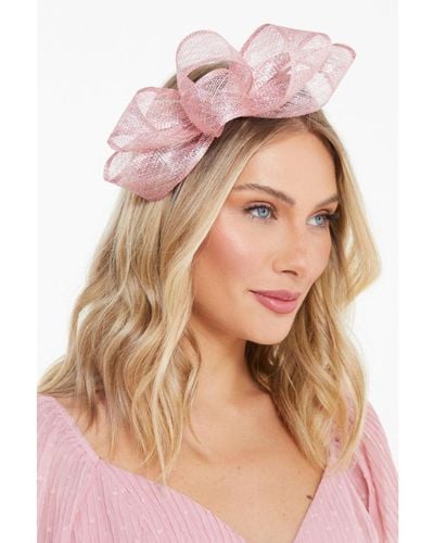Quiz Rose Gold Bow Headband Fascinator - Pink
