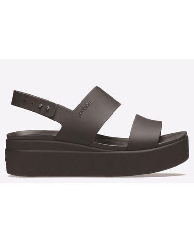 Crocs™ Brooklyn Low Wedge Platform Sandals Mixed Material - Black