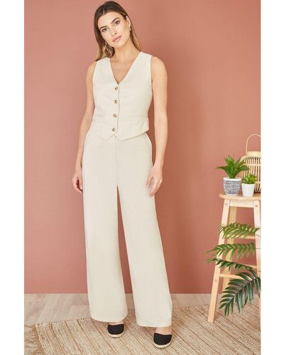 Yumi' Sustainable Cotton And Ramie Wide Leg Trousers - Pink
