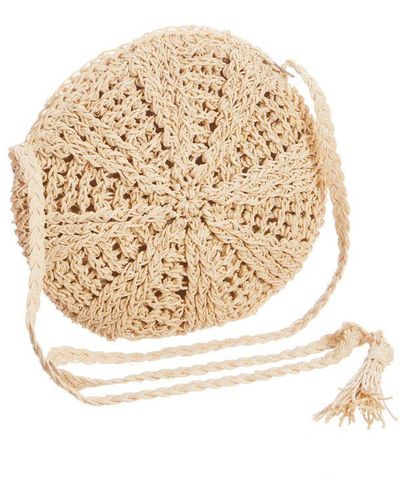 Quiz Cream Crochet Circle Bag - Natural