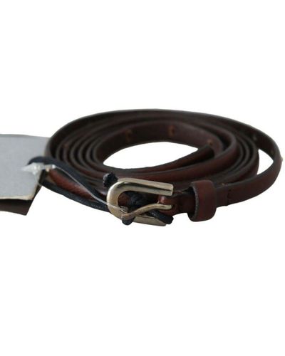Ermanno Scervino Brown Leather Studded Slim Buckle Waist Belt - Black