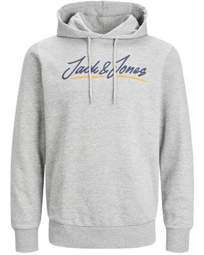 Jack & Jones Hoodie Tons Met Kangoeroezak En Logoprint - Grijs