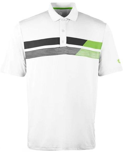 Island Green Asymetric Print White Golf Polo Shirt