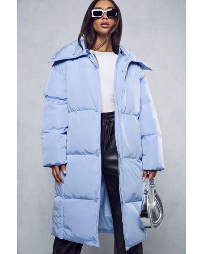 MissPap Oversized Longline Puffer Coat - Blue