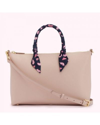 Lulu Guinness Pebble Leather Scarf Frances Tote Bag - Pink