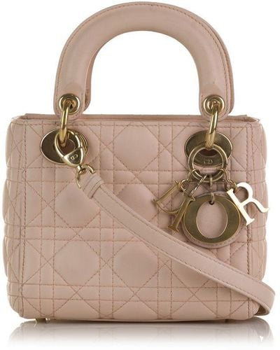 Dior Pre-owned Vintage Mini Cannage Lady Pink Lambskin