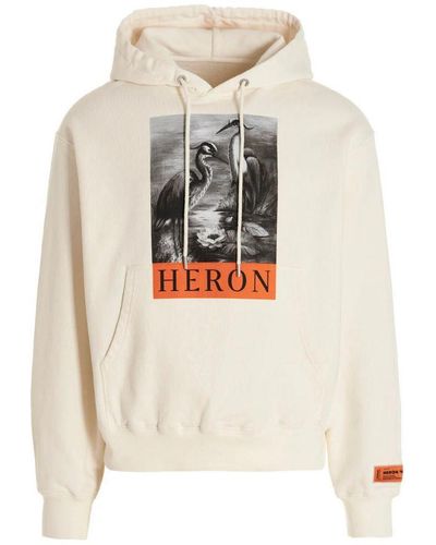 Heron Preston Heron-hoodie Met Trekkoord En Print In Wit