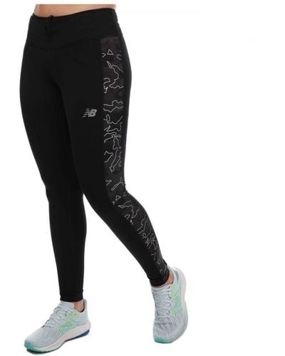 New Balance Accelerate legging Met Reflecterende Print Voor , Antracietgrijs - Zwart