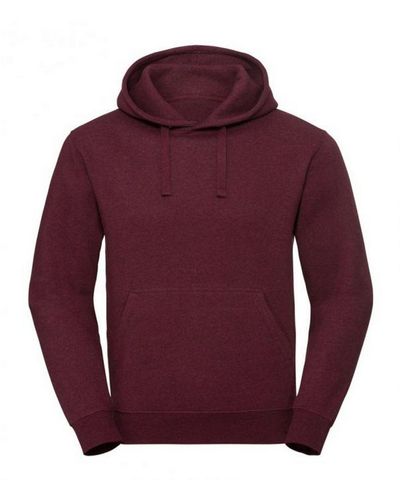 Russell Authentic Melange Hooded Sweatshirt (Burgundy Melange) - Purple