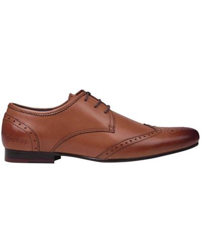 Firetrap Beaufort Lace Up Brogue Style Slight Heel Smart Formal Shoes - Brown