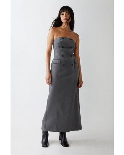 Warehouse Premium Tailored Bustier Midaxi Dress - Grey