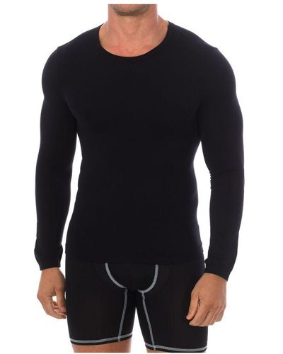 Intimidea Girocollo Long Sleeve And Round Neck Undershirt 200079 - Black