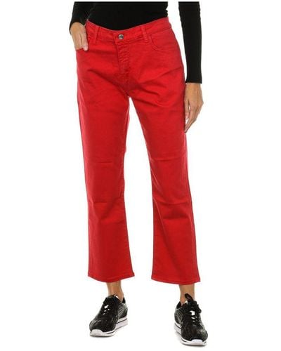 Armani Womenss Long Stretch Denim Trousers 3Y5J10-5D1Rz - Red