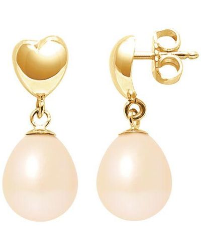 Blue Pearls Pearls Freshwater Hearts Dangling Earrings And 375/1000 - Metallic