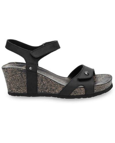 Panama Jack Womenss Julia B1 Wedge Leather Sandals - Black