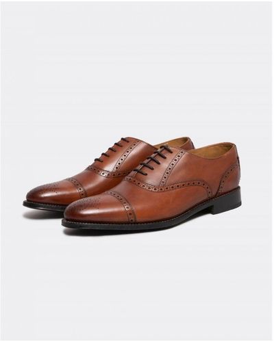 Oliver Sweeney Moycullen Antiqued Calf Leather Semi Brogue Shoes - Brown