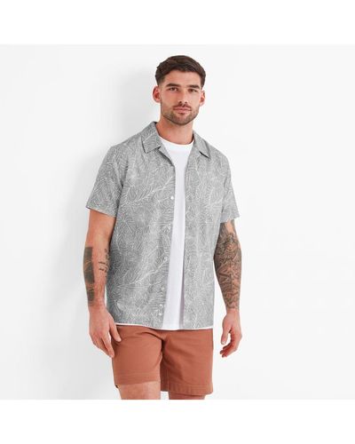 TOG24 Otto Shirt Light Grey Tropical Print Cotton - White