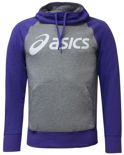 Asics Logo Grey/purple Hoodie Cotton - Blue
