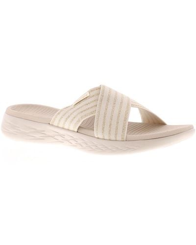 Skechers Wedge Sandals On The Go 600 Stunni Slip On Natural - White