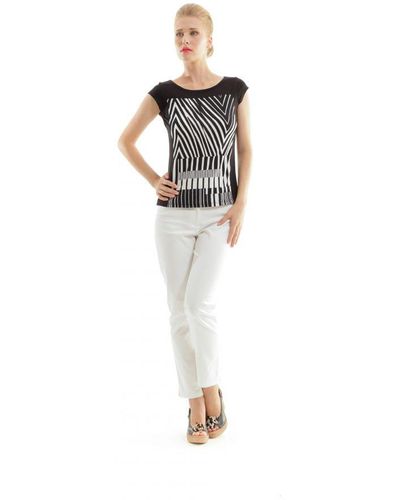 Conquista Black And White Geometric Print Top - Wit