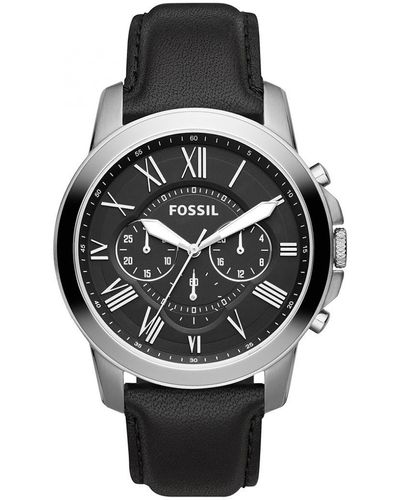 Fossil Grant Black Watch Fs4812 Leather - Grey