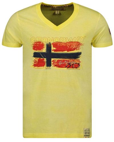GEOGRAPHICAL NORWAY Short Sleeve T-Shirt Sw1561Hgn - Yellow